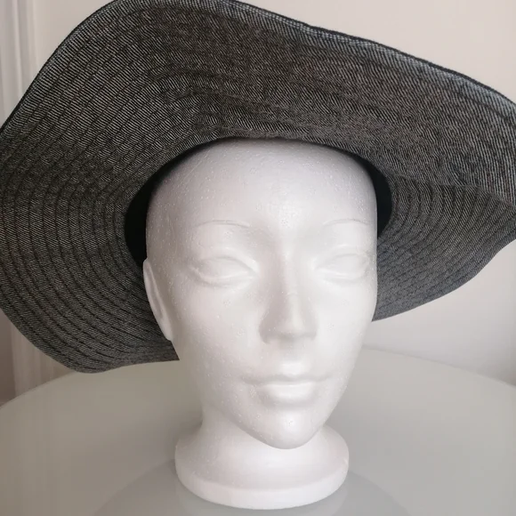 Women's Navy Wide-Brim Denim Sun Hat Vintage - Picture 4 of 12